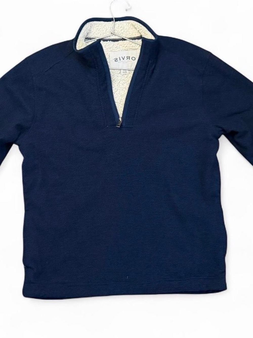 Orvis Men’s Navy Half-Zip Sweater with Sherpa Collar